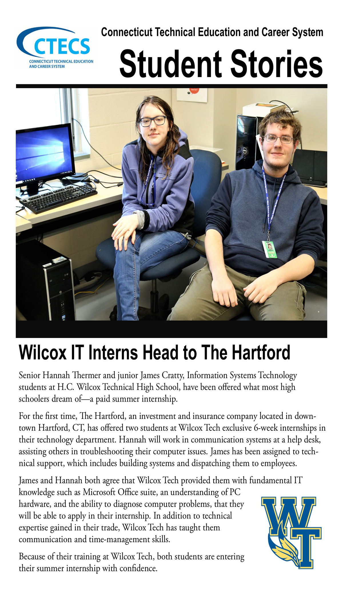 wilcox tech htfd internship